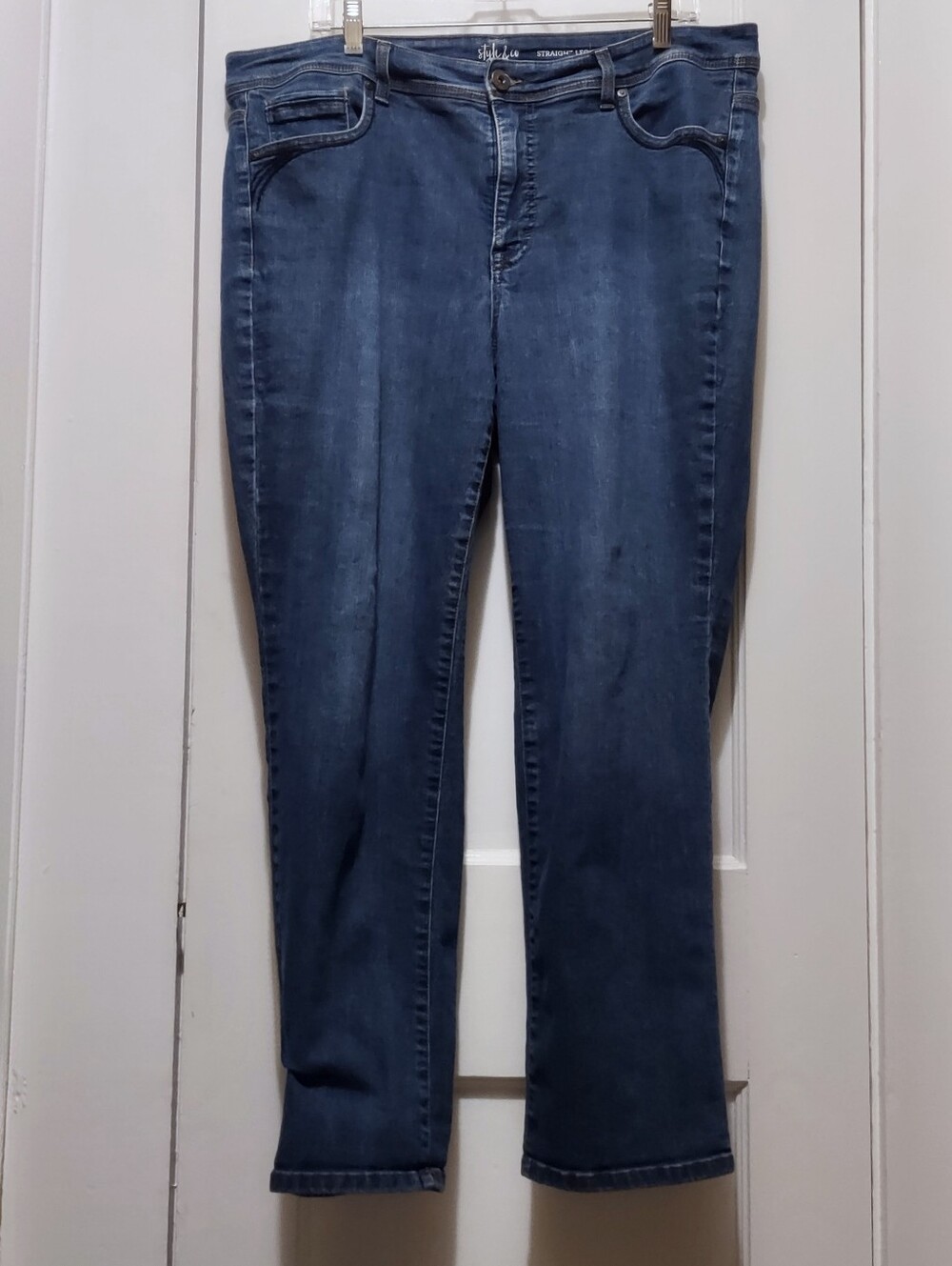 Style & Co Women's Blue Jeans Straight Leg 16W